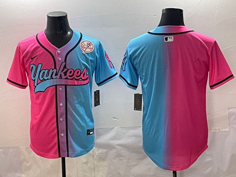 Men 2025 New York Yankees Blank Blue pink Game Nike MLB Jersey style 003